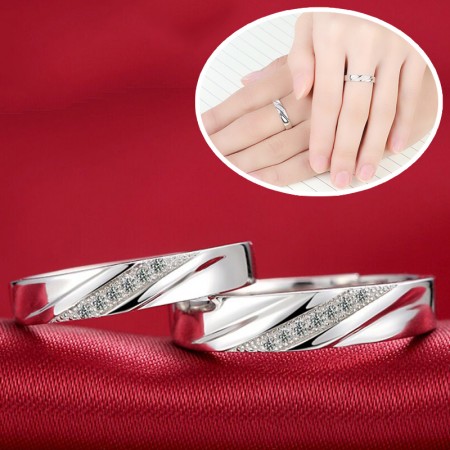 Destined to Be Loved Silver Couple Rings Set - Eleganzia Jewelry
