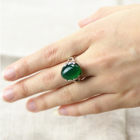 14KY Vintage Green Chalcedony(13.0) Ring | Replacements, Ltd.