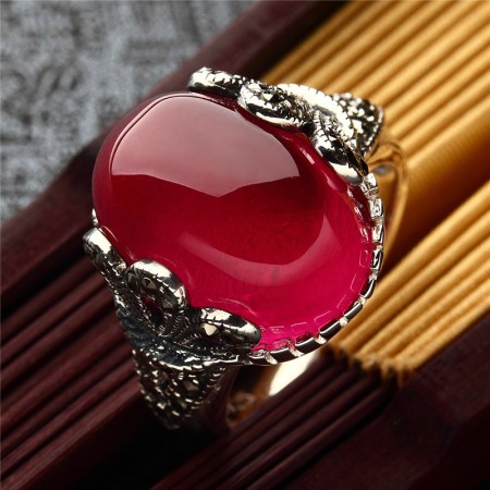 New Hot Sale 925 Sterling Silver Inlaid Gemstone Retro Ring
