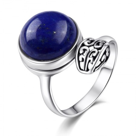 New Hot Sale 925 Sterling Silver Inlaid Natural Lapis Lazuli Opening Ring 