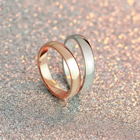 Korean Fashion Glossy Titanium Steel Rose Gold Plated Couple Rings