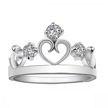 Contracted Classic Crown Molding 925 Silver Inlay CZ Engagement Ring