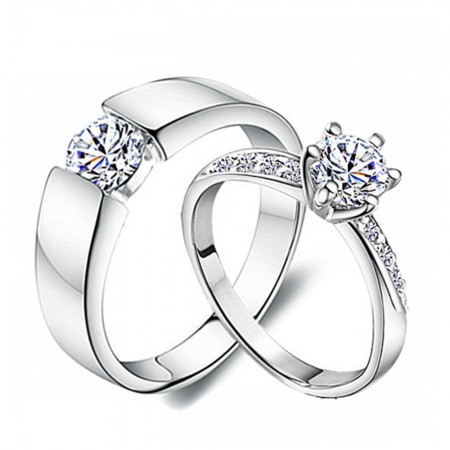Beautiful And Romantic 925 Silver Inlaid Cubic Zirconia Wedding Rings