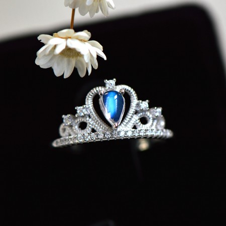Quality Assurance Noble Vintage 925 Sterling Silver Inlaid Moonstone Princess Crown Ring