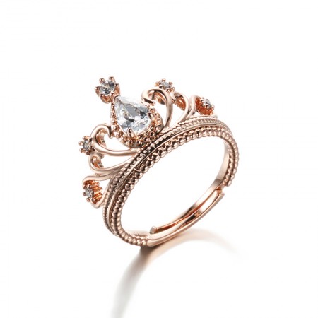 Fashion Popular Accessories High Quality Alloy Plated 18K Rose Gold Crown Ring