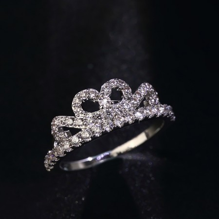 Hypo-Allergenic Personality 925 Silver Inlaid Cubic Zirconia Crown Ring