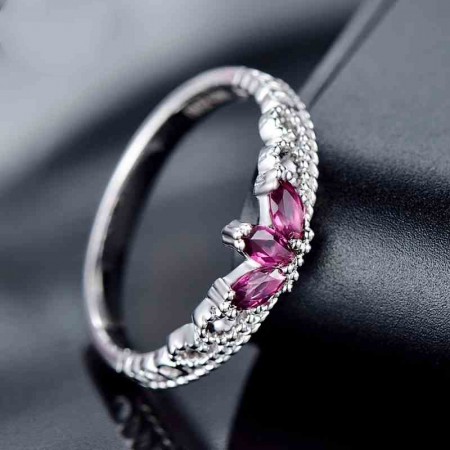 Exquisite Workmanship 925 Silver Inlay Natural Gemstone Crown Ring