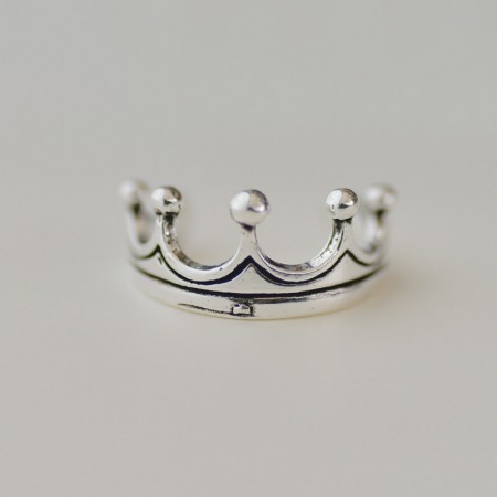 Exquisite Beauty Noble Charming 925 Silver Queen Crown Molding Ring