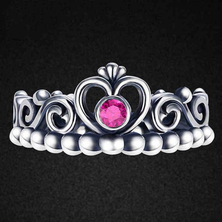 Retro Simple Personality 925 Silver Hollow Crown Molding Ring 