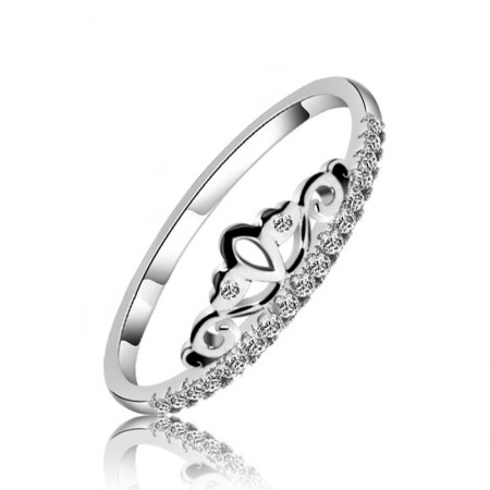 925 Silver Fashion Personality Shine Cubic Zirconia Crown Ring