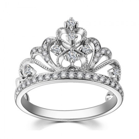 Unique Heart-Shaped Combined With Classical Curly Pattern Retro Princess Crown Ring
