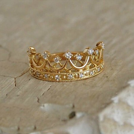 925 Sterling Silver Fashion Wild Retro Queen Crown Ring