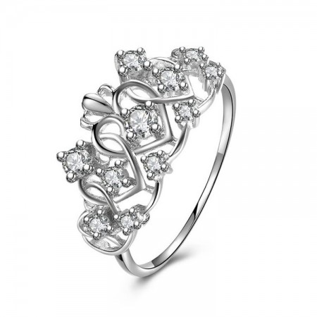 New Aesthetic Design 925 Sterling Silver Inlaid Cz Crown Ring