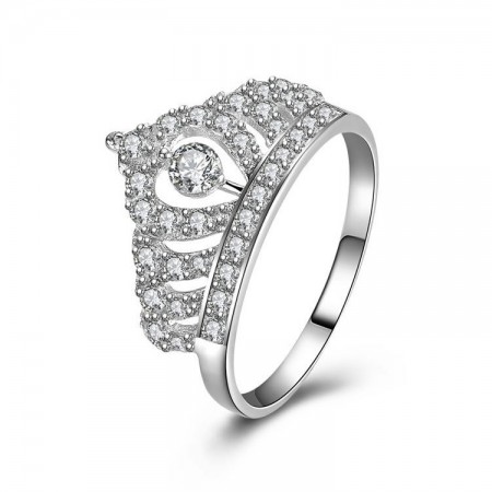 New Stylish Simplicity Sterling Silver Microscopic Setting Cz Crown Ring
