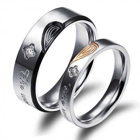 Creative Love Spliced Fashion Titanium Steel "The World Has Changed Us" Couple Rings