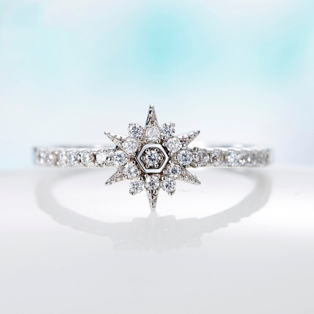 Fashion Jewelry 925 Silver Inlaid Cubic Zirconia Light Of Sun Engagement Ring