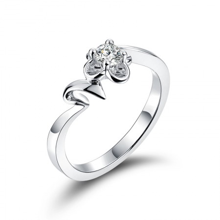 Korean Version Of The Simple Attention To Detail Clover 925 Silver Engagement Ring