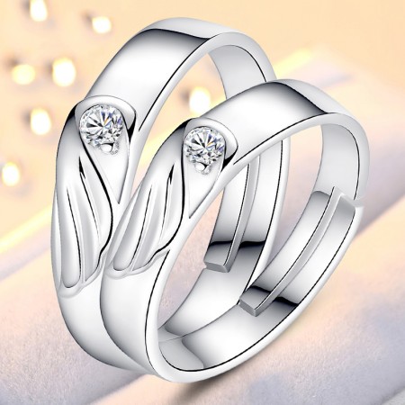925 Sterling Silver Creative Romantic Wings Of Angels Couple Rings