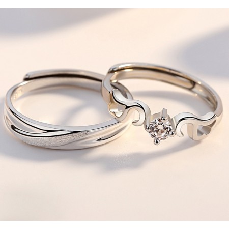 Original Simple Design Meet The Love 925 Sterling Silver Lovers Couple Opening Rings