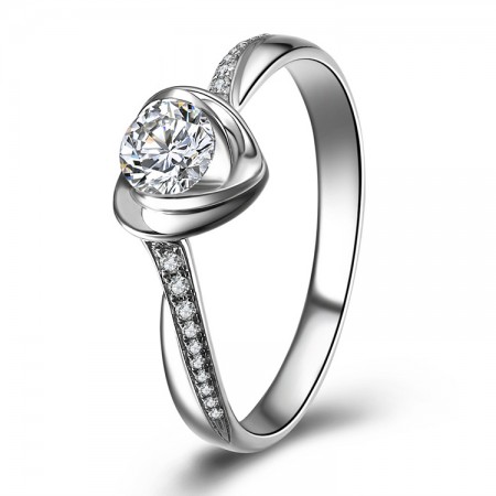 Heart-Shaped Rose Petals Type 0.5ct Cubic Zirconia Elegant Engagement Ring