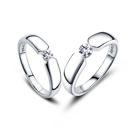 Leading Technology Focus On Details 925 Silver Plated Platinum Couple Rings