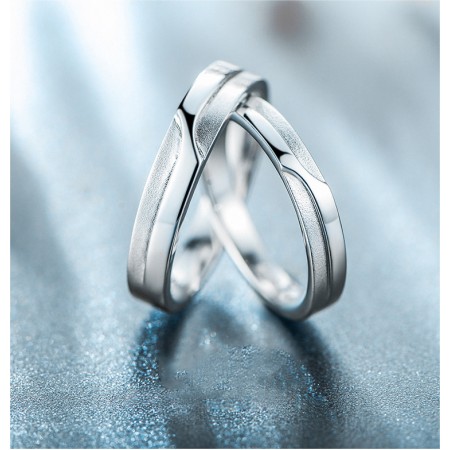 925 Silver Fine Matte Highly Polished Fashion Personality Couple Rings