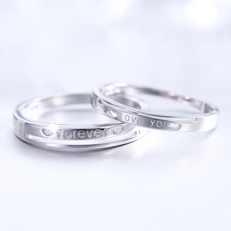 925 Silver Simple Fashion "Forever Love You" Couple Rings