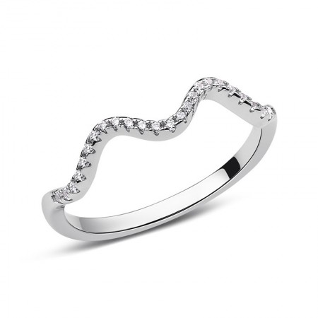 S925 Silver Personality Wavy Shape Woman's Ring With Cubic Zirconia