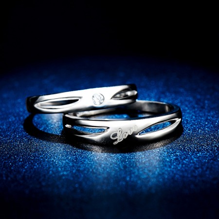 Engravable Guardian Angel Matching Promise Rings For Couples In