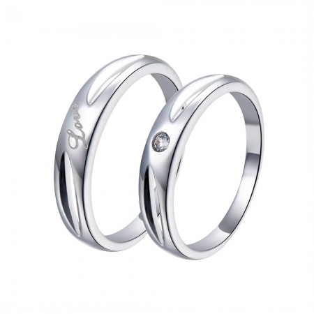 Luxury Packaging Creative Hollow Design 925 Silver "LOVE" Couple Rings