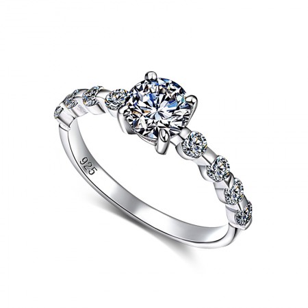 S925 Silver Inlaid CZ Fashion Temperament Slim Engagement Ring