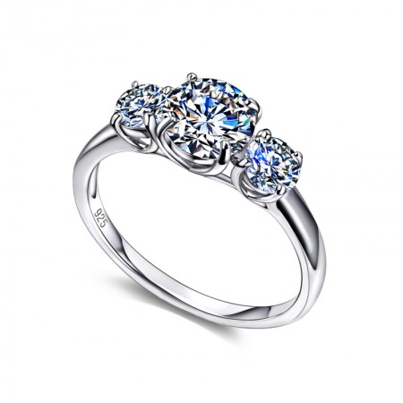 Korean Version Of The New 925 Silver Three-Cubic Zirconia Engagement Ring