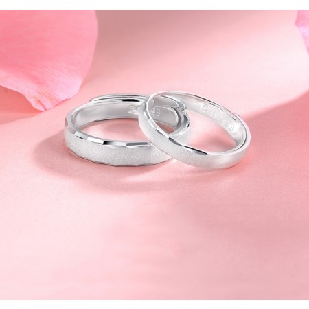 Fine Matte 925 Silver Aesthetic Ring Side Couple Rings With One CZ