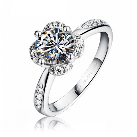 Gold-Plated Silver With Round Cut CZ Super Deluxe Engagement Ring