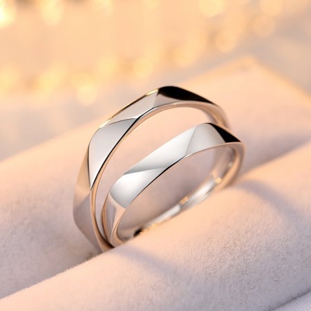 Original Multi-Section Cut Design 925 Silver Open Design Couple Rings