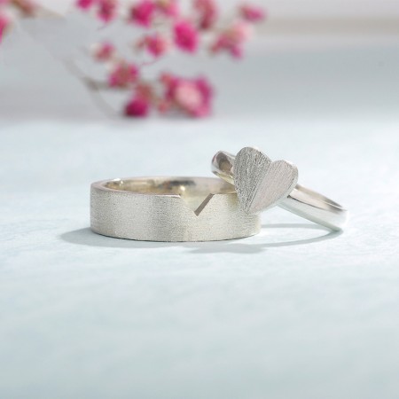 Handmade Original Design Of Love Sterling Silver Couple Rings