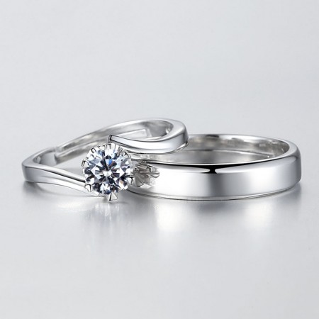 Exquisite Craft 925 Silver Elegant Temperament Adjustable Couple Rings