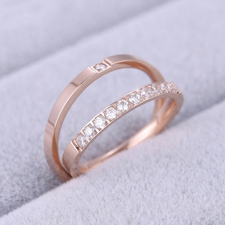 Korean Fashion Plated 18K Rose Gold Titanium Steel Couple Rings