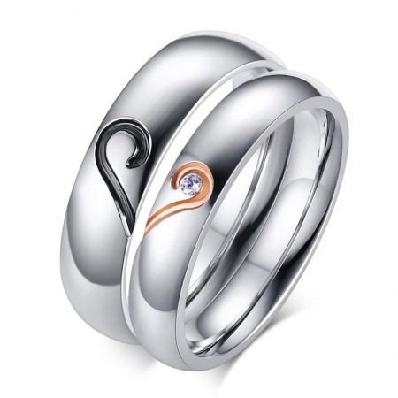 Featured High Polished Titanium Steel Couple Puzzle Rings