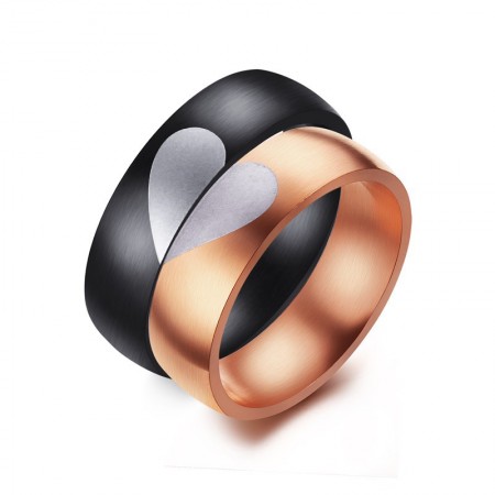 New Stainless Steel Plated Rose Gold "Have Mutual Affinity" Couple Rings