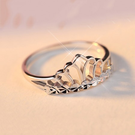 925 Sterling Silver Simple Crown Design Sweet Woman's Ring