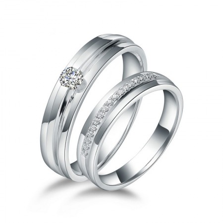 Exquisite Polished Smooth And Delicate 925 Silver Couple Rings