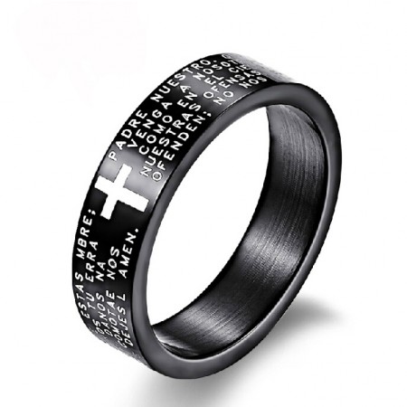 Cool Cross Letters Titanium Steel Men's Ring