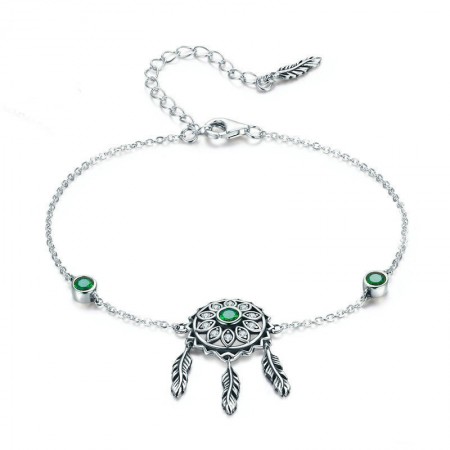 Green Cubic Zirconia 925 Sterling Silver Bracelet for Women Holiday or Special Occasion Gift