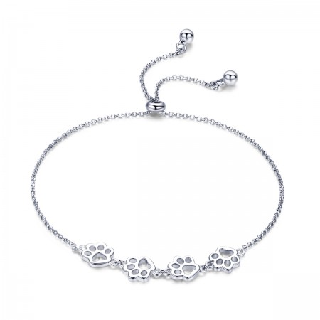 Cute Footprints 925 Sterling Silver Bracelet for Women Holiday or Special Occasion Gift