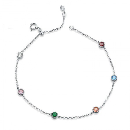 Multicolor Cubic Zirconia 925 Sterling Silver Bracelet for Women Holiday or Special Occasion Gift