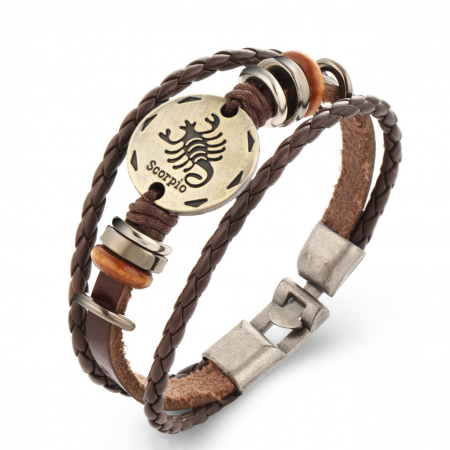 12 Constellations Multi-layer Weave Leather Bracelets