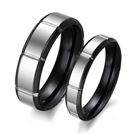 New Titanium Steel Black Band Simple Style Couple Rings