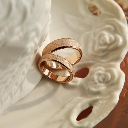 Titanium Steel 14K Rose Gold Plated Matting Couple Rings