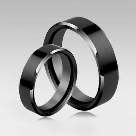 Simple Design Tungsten Black Or Sliver Couple Rings